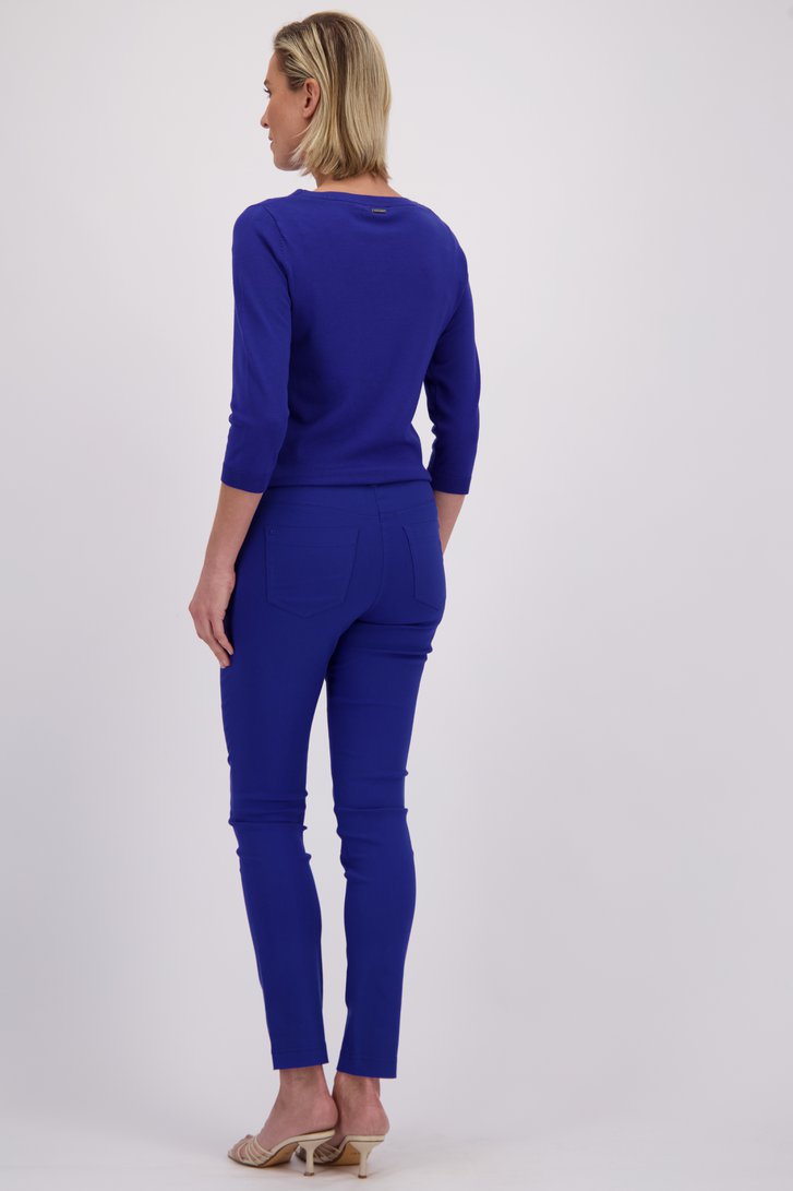 Le dos de Pantalon bleu avec taille élastique de Claude Arielle pour Femmes
