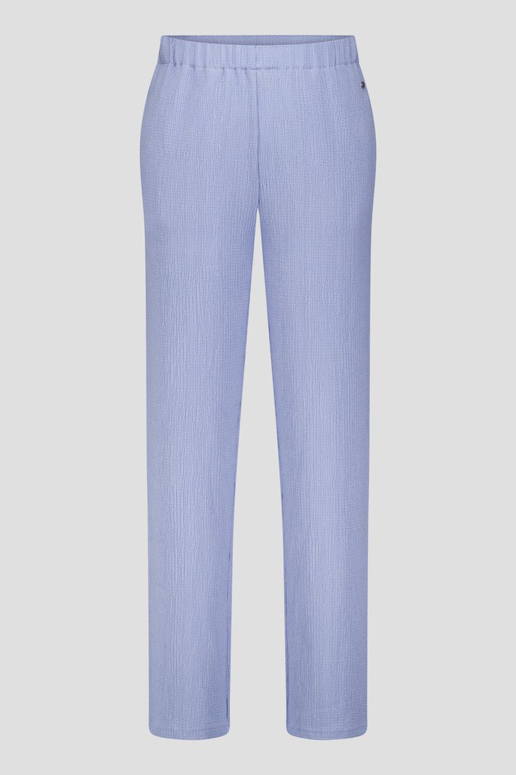 Photo produit 2 de Pantalon bleu clair structuré à taille élastique de Claude Arielle pour Femmes