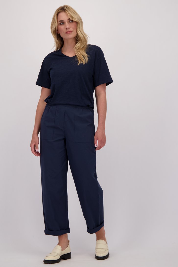 Le devant de Pantalon bleu foncé avec taille élastique de Libelle pour Femmes