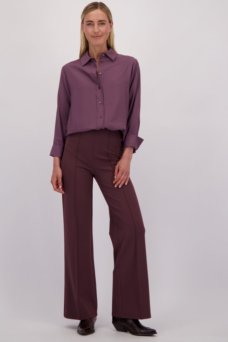 Le devant de Pantalon bordeaux avec coutures - Straight fit de Liberty Island pour Femmes