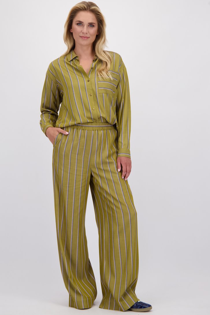 Le devant de Pantalon brun doré à rayures de Libelle pour Femmes