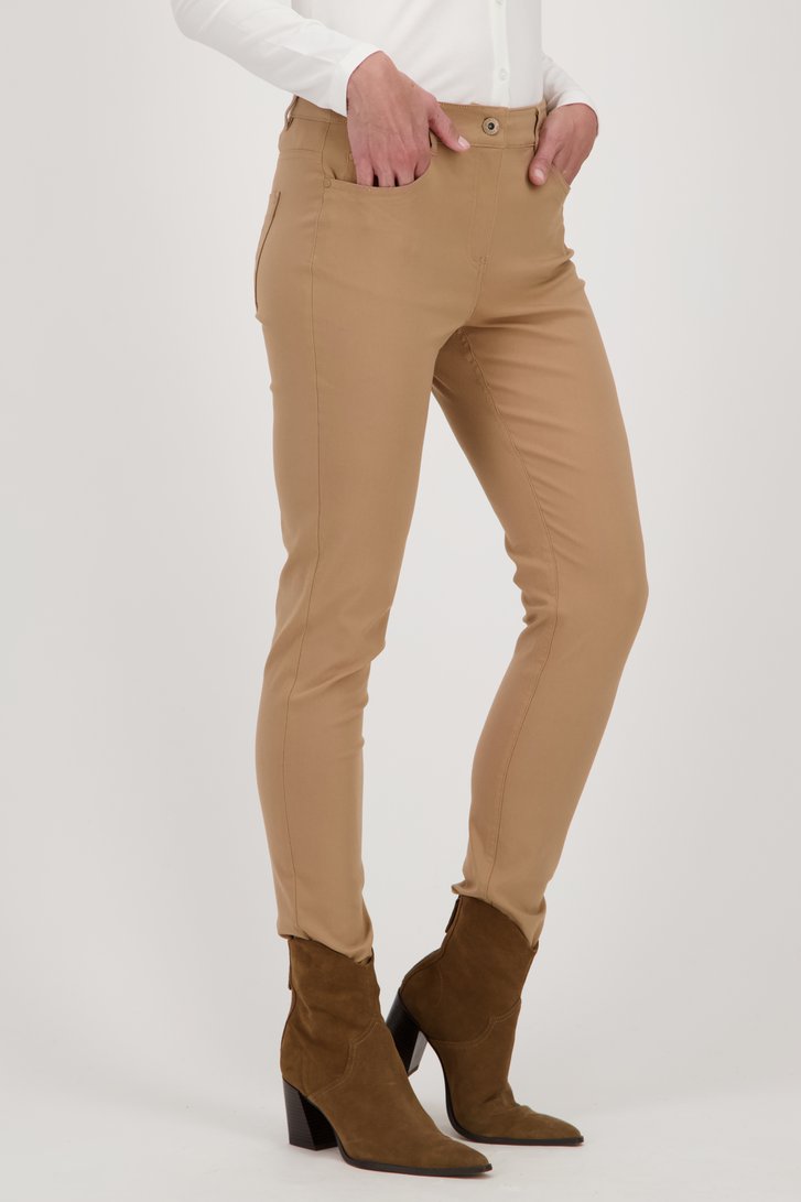 Pantalon coloré en stretch - beige de Claude Arielle pour Femmes