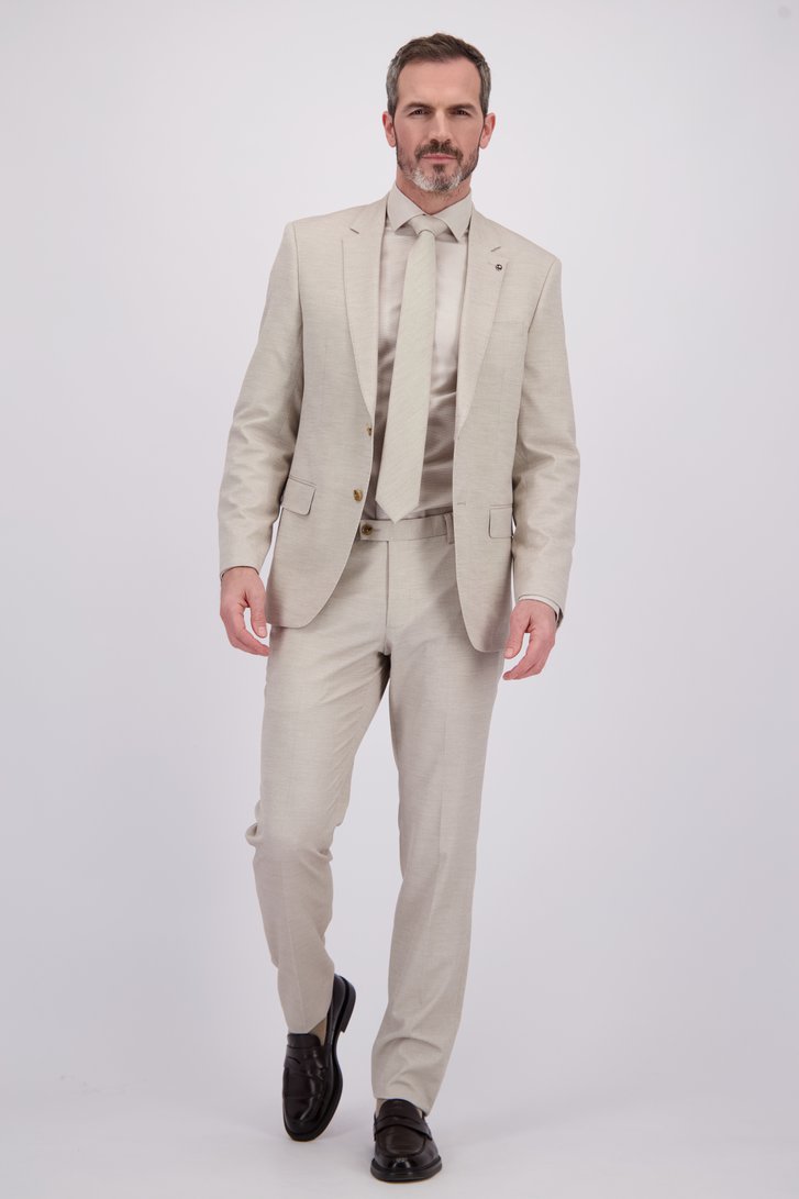 Le devant de Pantalon de costume beige chiné - Regular fit de Dansaert Black pour Hommes