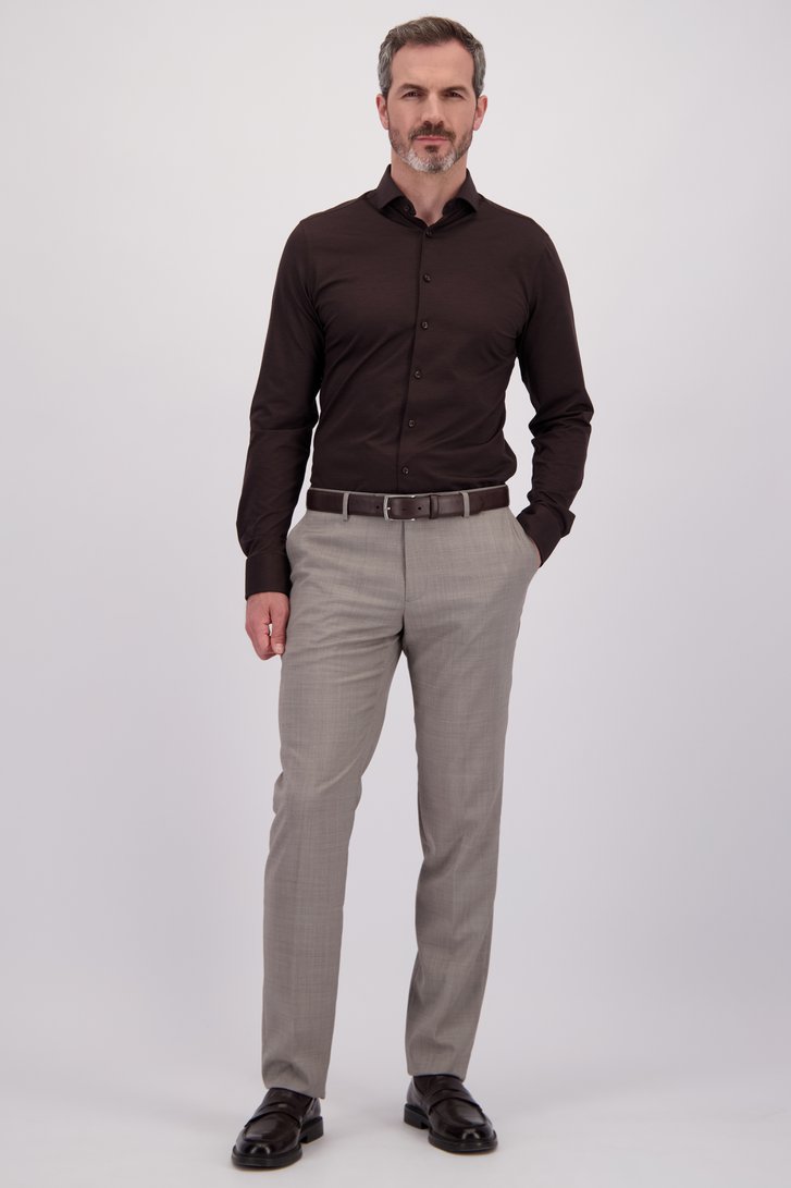 Le devant de Pantalon de costume brun – Coupe regular - Reagan  de Dansaert Black pour Hommes