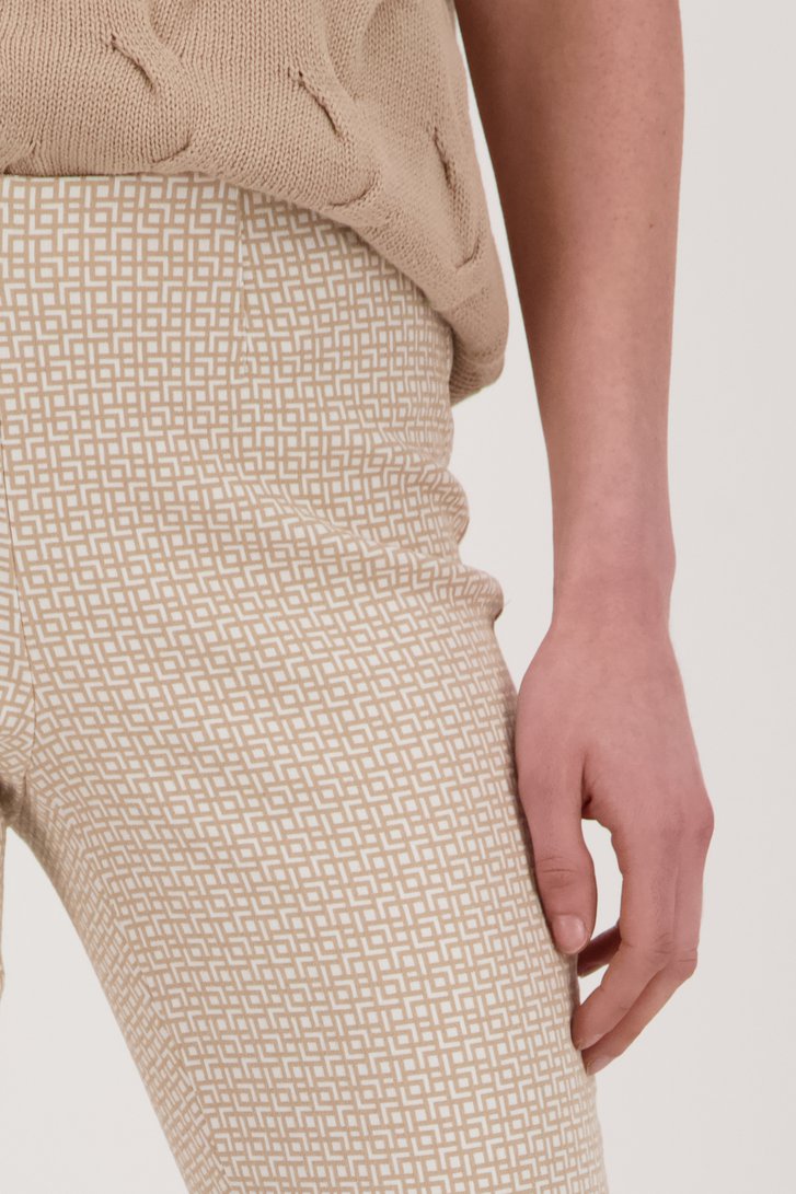 Pantalon écru avec imprimé beige - longueur 7/8 de Liberty Island pour Femmes