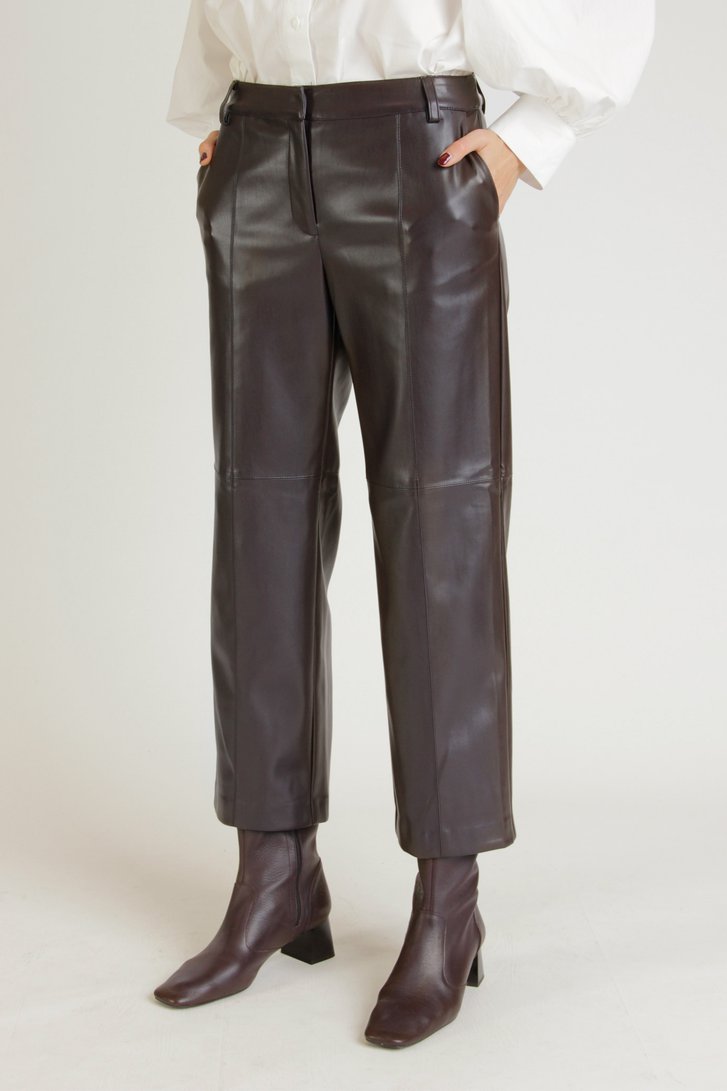 Pantalon en faux cuir violet foncé - straight fit