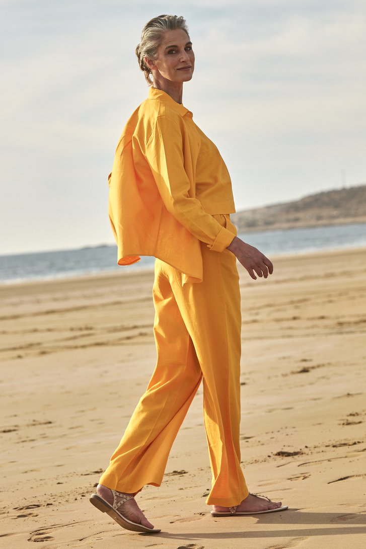 Pantalon en lin orange de Liberty Island pour Femmes