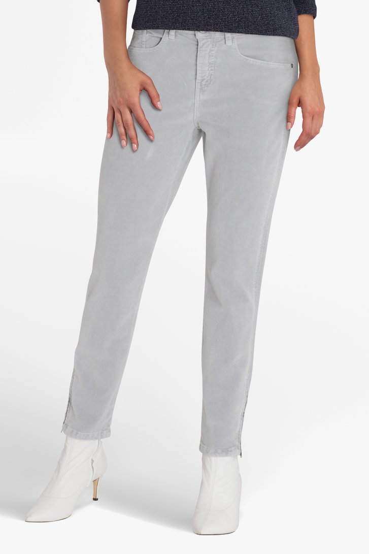 Pantalon en velours gris - slim fit de Opus pour Femmes