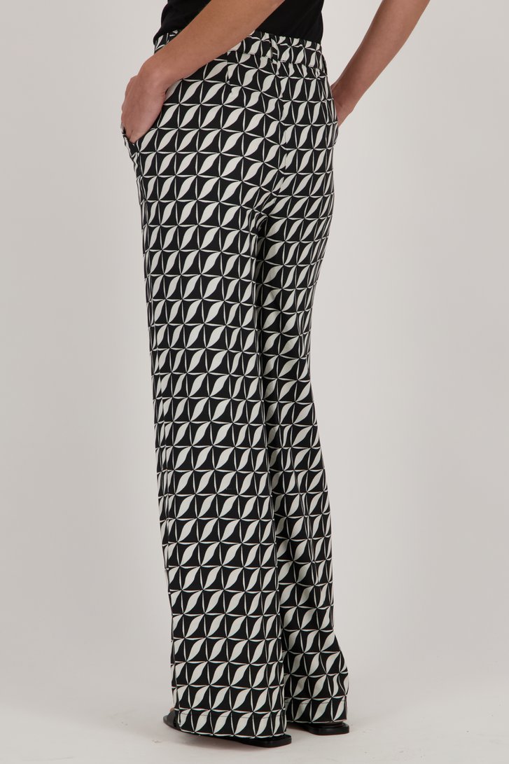 Le dos de Pantalon large à imprimé noir et blanc de More & More pour Femmes