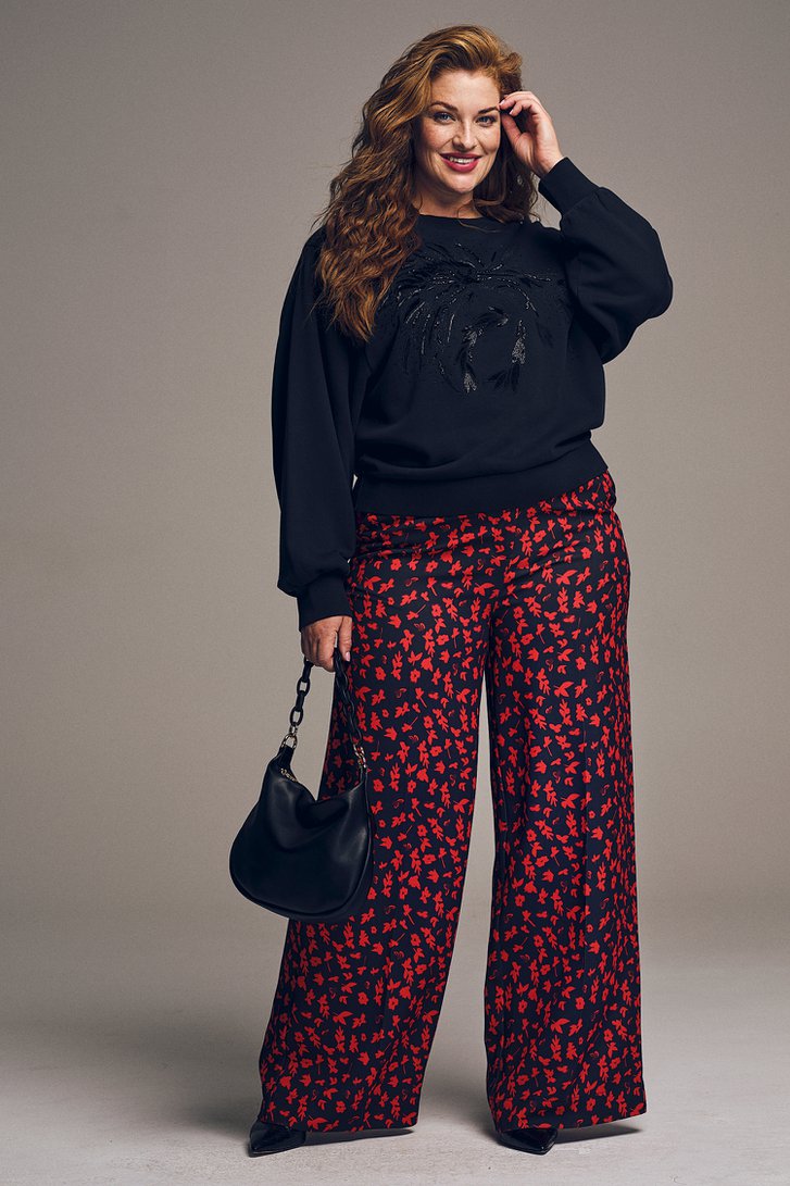 Pantalon large à l'imprimé floral rouge de Louise pour Femmes
