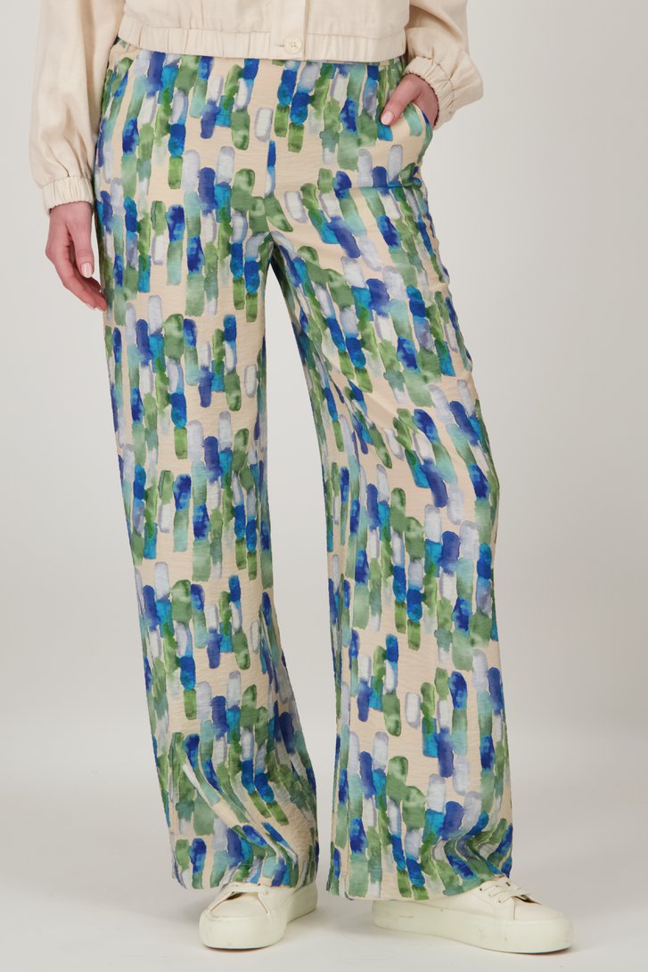 Pantalon large avec imprimé aquarelle bleu-vert de Liberty Loving nature pour Femmes