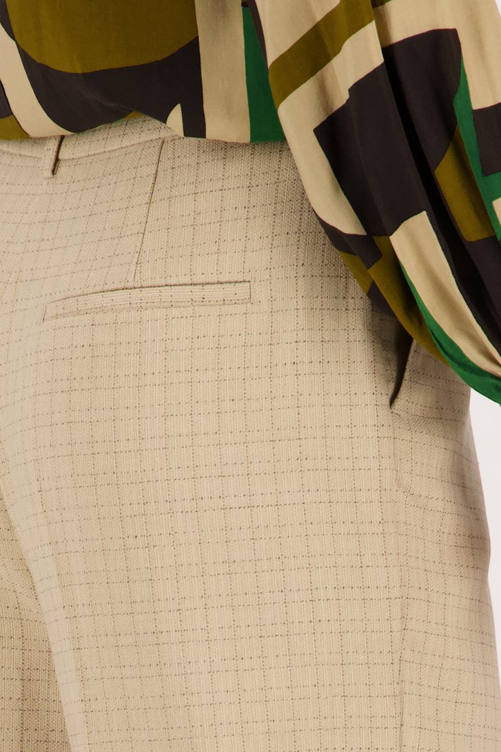 Pantalon large beige avec motif à carreaux fins	 de D'Auvry pour Femmes