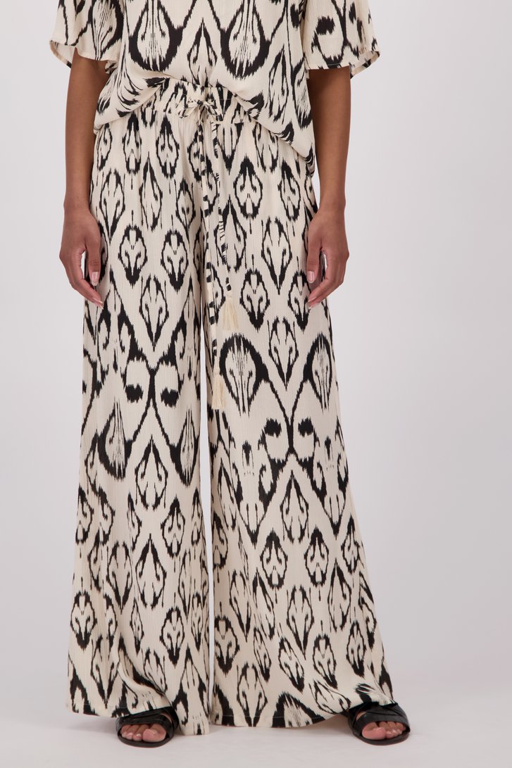 Pantalon large beige clair avec imprimé noir de JDY pour Femmes