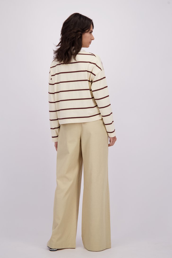Le dos de Pantalon large beige  de Louise pour Femmes