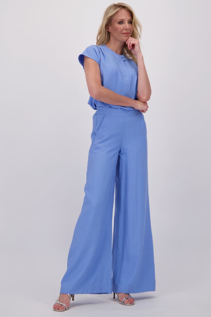 Pantalon large bleu clair avec taille élastique de AC by Annelien Coorevits pour Femmes