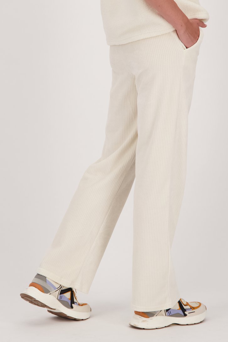 Pantalon large écru en velours côtelé de Liberty Island pour Femmes