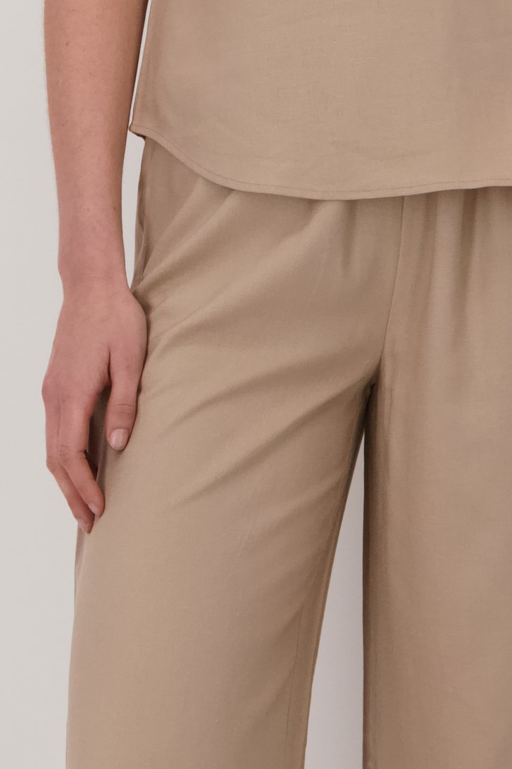 Pantalon large en lin beige  de Liberty Island pour Femmes