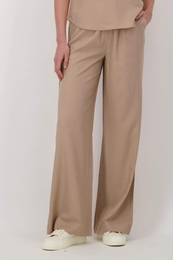 Pantalon large en lin beige  de Liberty Island pour Femmes