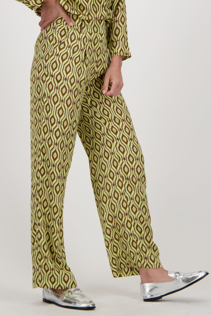 Pantalon large jaune clair avec imprimé gris-brun de Louise pour Femmes