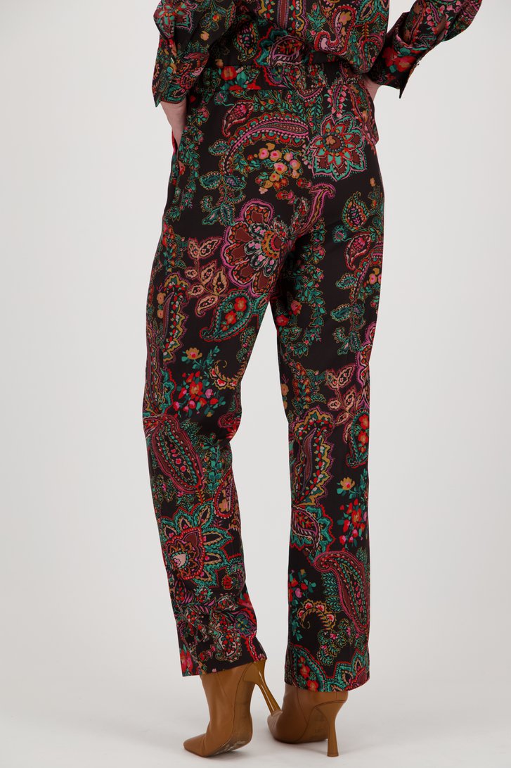 Pantalon large noir avec imprimé paisley de Claude Arielle pour Femmes