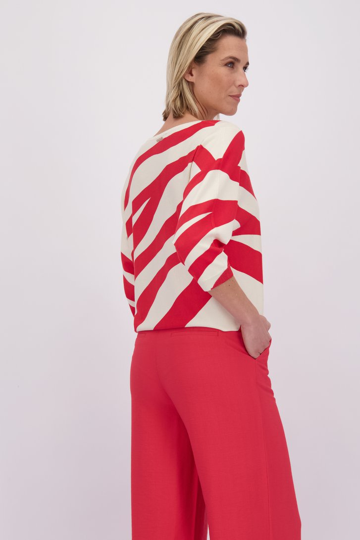 Le dos de Pantalon large rouge de Claude Arielle pour Femmes