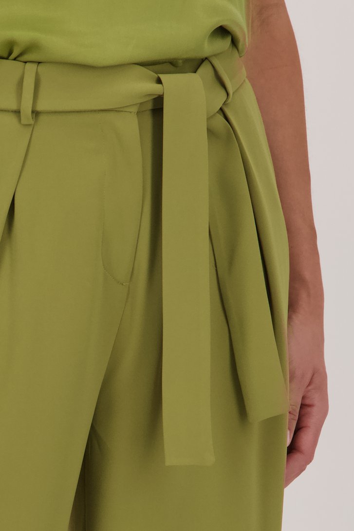 Pantalon large vert olive avec ceinture à nœud de More & More pour Femmes