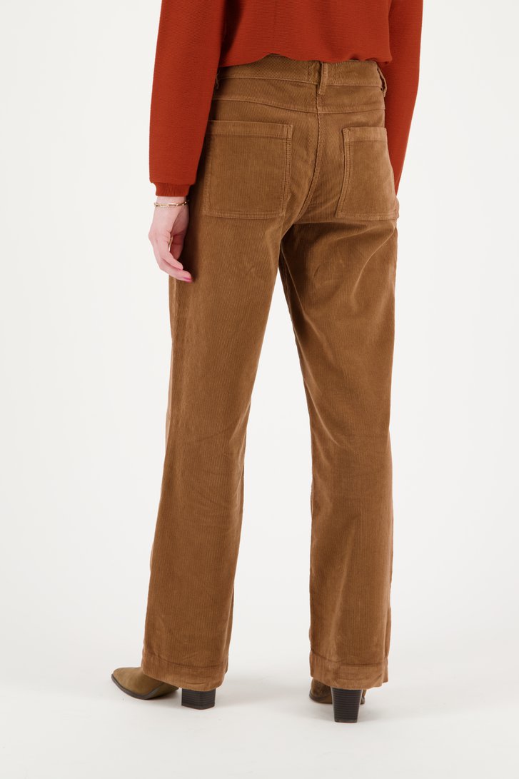 Pantalon marron en velours côtelé - straight fit de Libelle pour Femmes