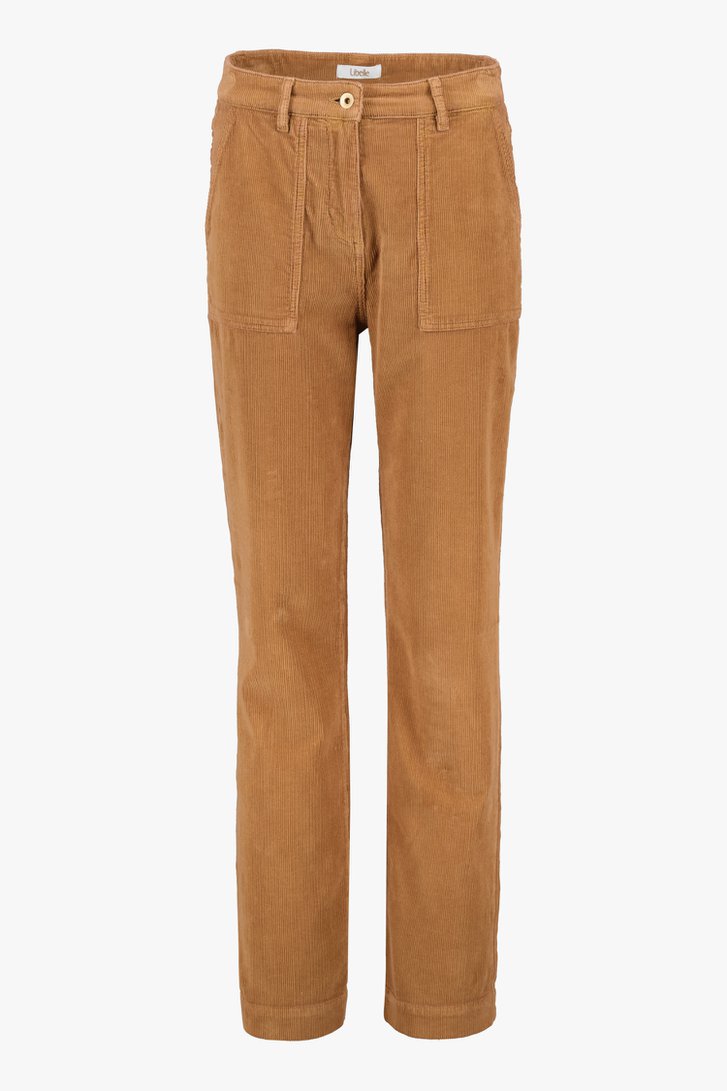 Pantalon marron en velours côtelé - straight fit de Libelle pour Femmes