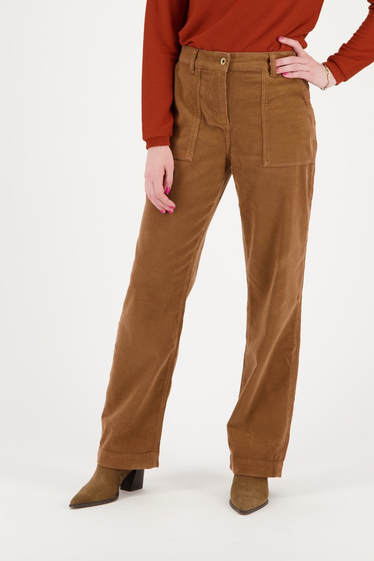 Pantalon marron en velours côtelé - straight fit de Libelle pour Femmes