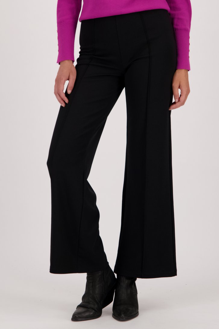 Le devant de Pantalon noir large à taille élastique de Liberty Island pour Femmes