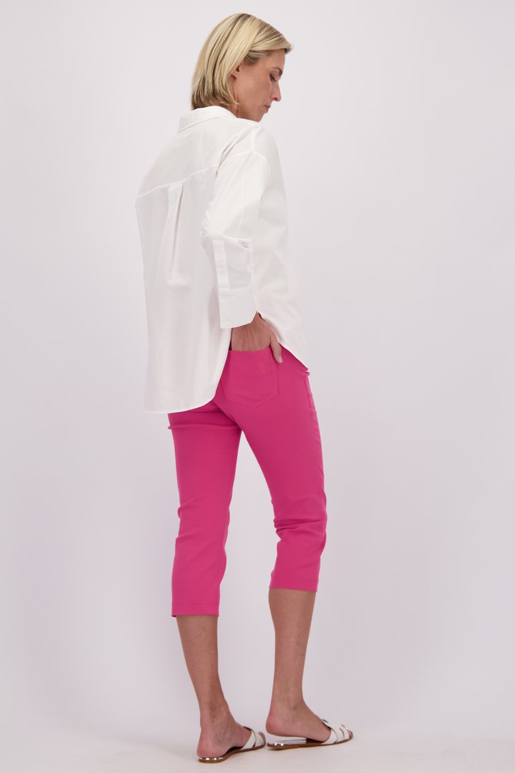 Le dos de Pantalon rose à taille élastique – longueur 3/4 de Claude Arielle pour Femmes