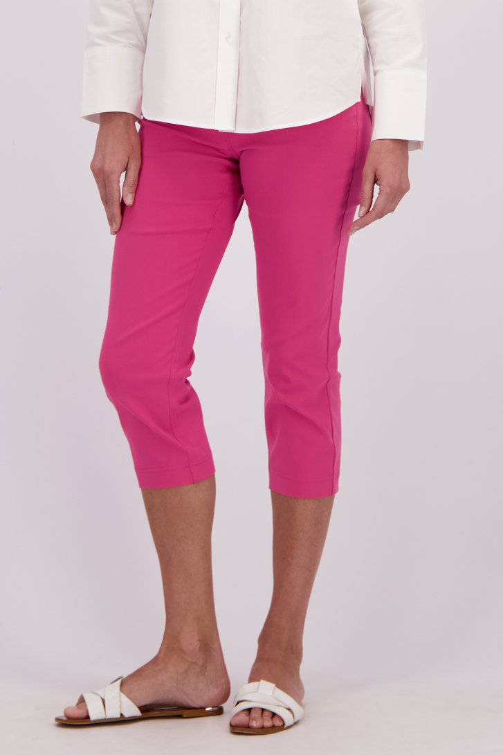 Détail de Pantalon rose à taille élastique – longueur 3/4 de Claude Arielle pour Femmes