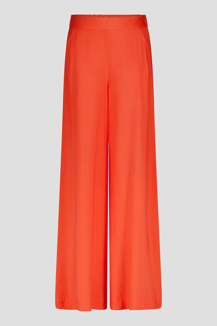 Pantalon rouge corail avec taille élastiquée de AC by Annelien Coorevits pour Femmes