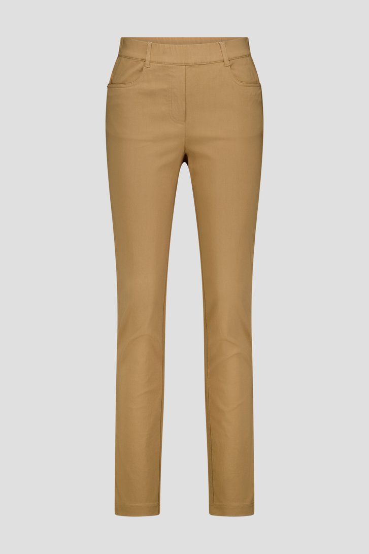 Pantalon stretch beige avec taille élastiquée	 de Claude Arielle pour Femmes