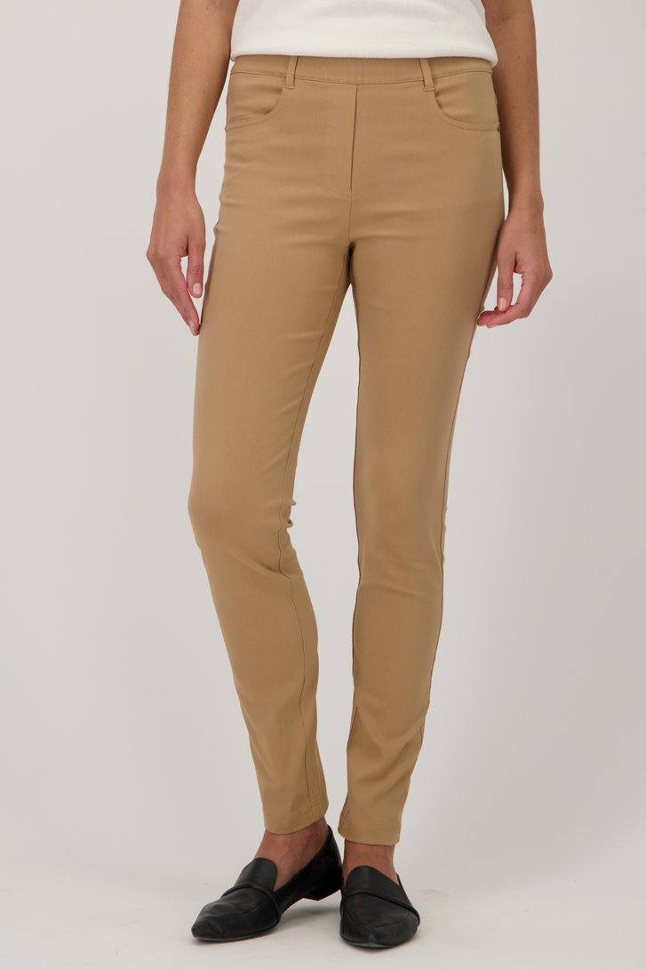 Pantalon stretch beige avec taille élastiquée	 de Claude Arielle pour Femmes