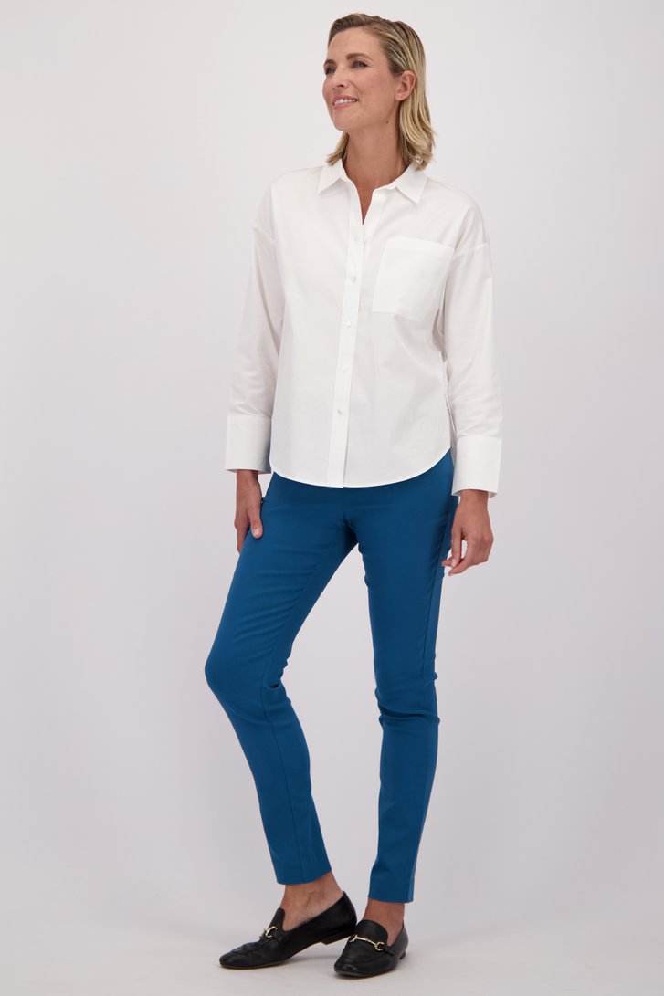 Le devant de Pantalon stretch bleu à taille élastique de Claude Arielle pour Femmes