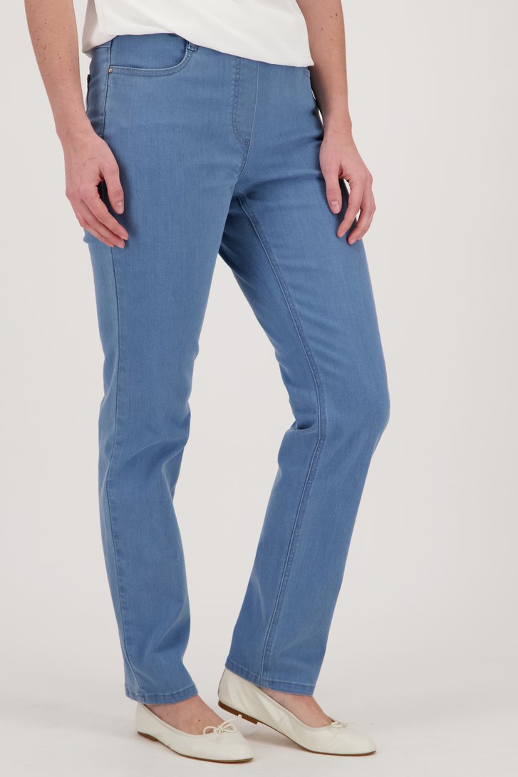 Le devant de Pantalon stretch bleu avec aspect denim de Claude Arielle pour Femmes