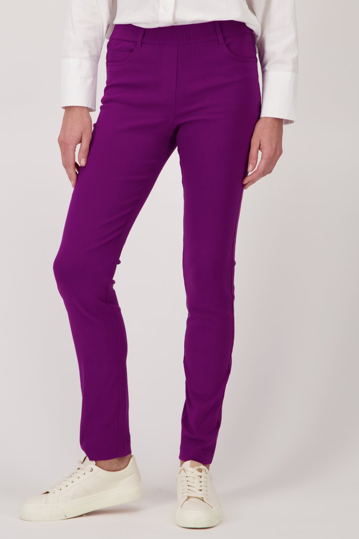 Pantalon stretch violet avec taille élastiquée	 de Claude Arielle pour Femmes