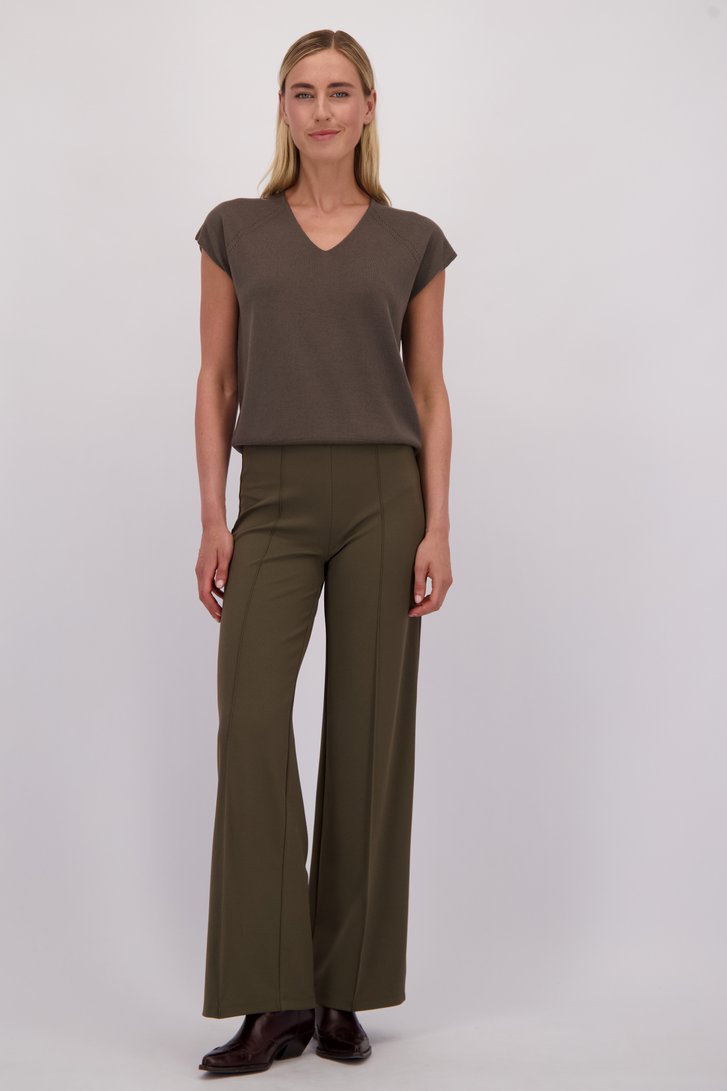 Le devant de Pantalon vert foncé avec coutures - Straight fit de Liberty Island pour Femmes