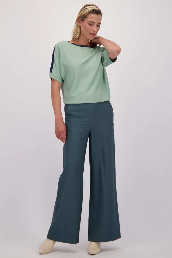Le devant de Pantalon vert foncé avec taille élastique de Claude Arielle pour Femmes