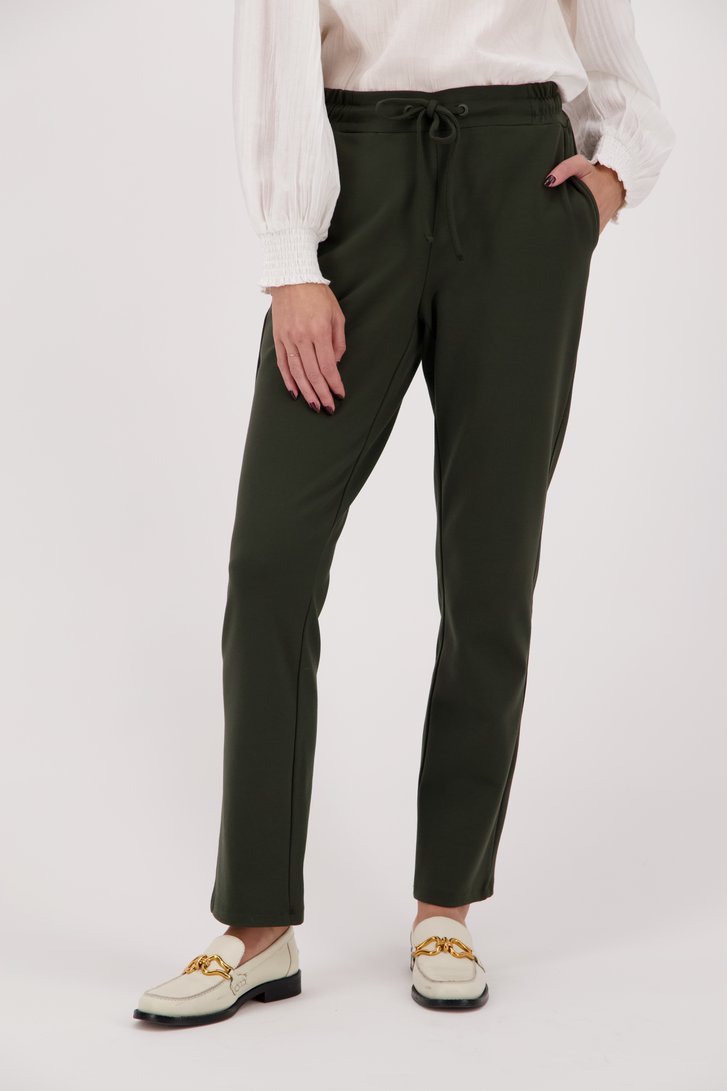 Pantalon vert foncé avec taille élastiquée de Claude Arielle pour Femmes