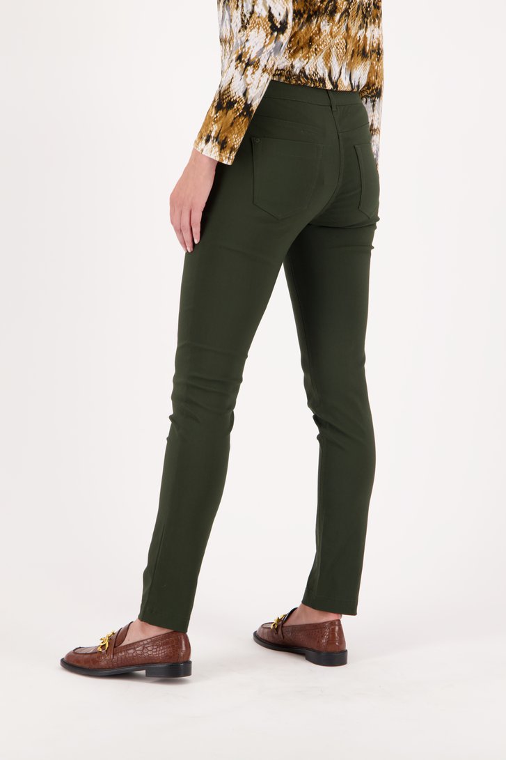 Pantalon vert foncé en stretch à taille élastiquée de Claude Arielle pour Femmes