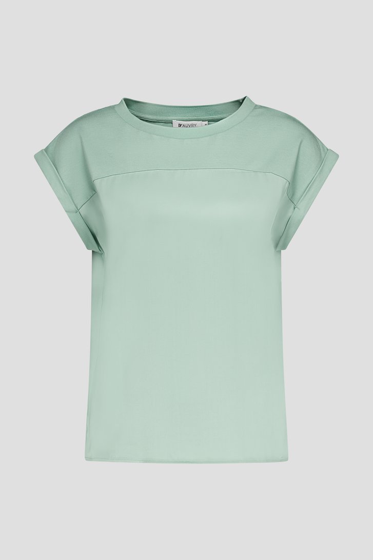 Pastelgroen glanzend T-shirt van D'Auvry voor Dames