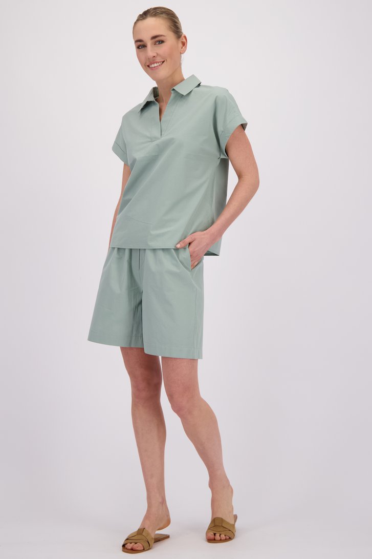 Voorkant van Pastelgroene bermuda door Liberty Island voor Dames