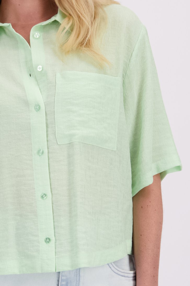 Detail van Pastelgroene blouse met korte mouwen door Libelle voor Dames