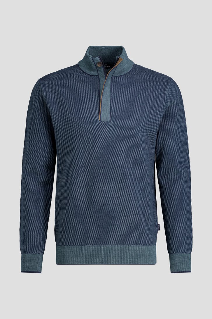 Productfoto 1 van Petrolblauwe trui met opstaande kraag door Dansaert Blue voor Heren