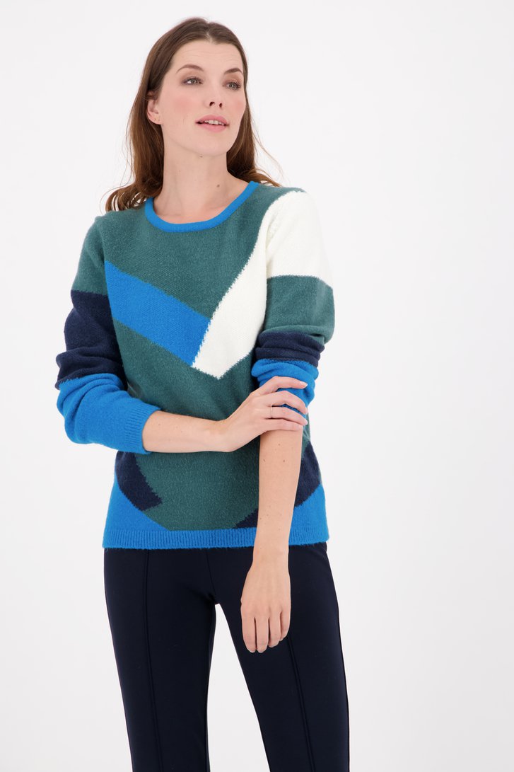 Petrolgroene trui met ronde hals van Diane Laury voor Dames