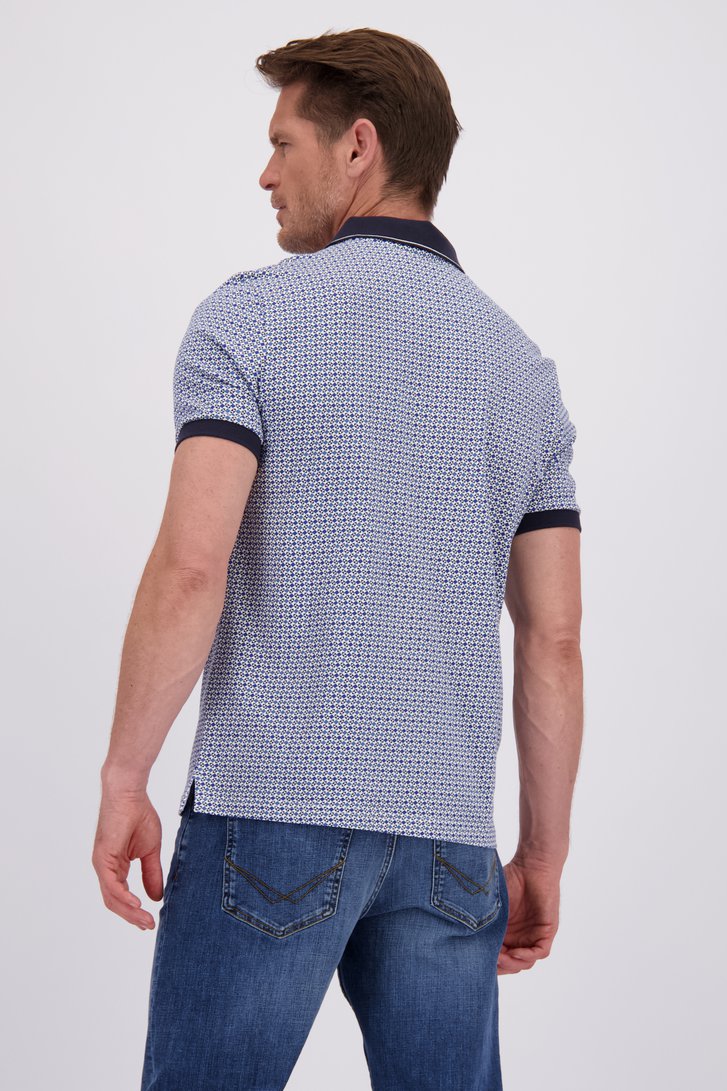 Le dos de Polo à imprimé géométrique bleu de Dansaert Blue pour Hommes