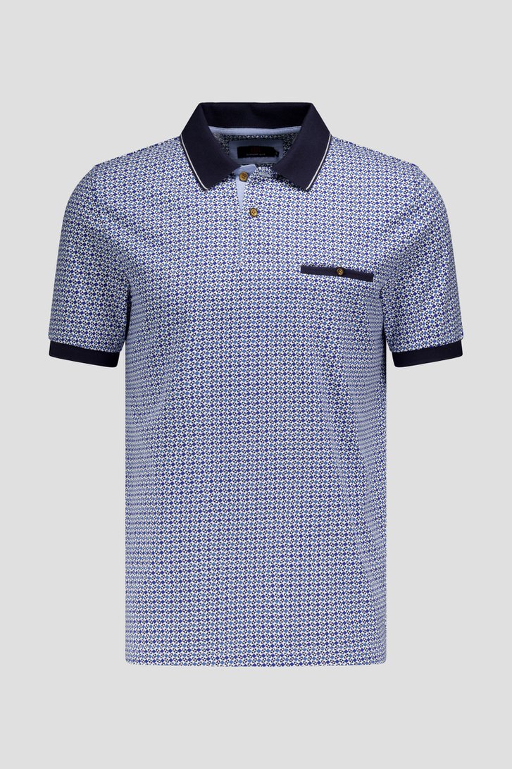 Photo produit 1 de Polo à imprimé géométrique bleu de Dansaert Blue pour Hommes