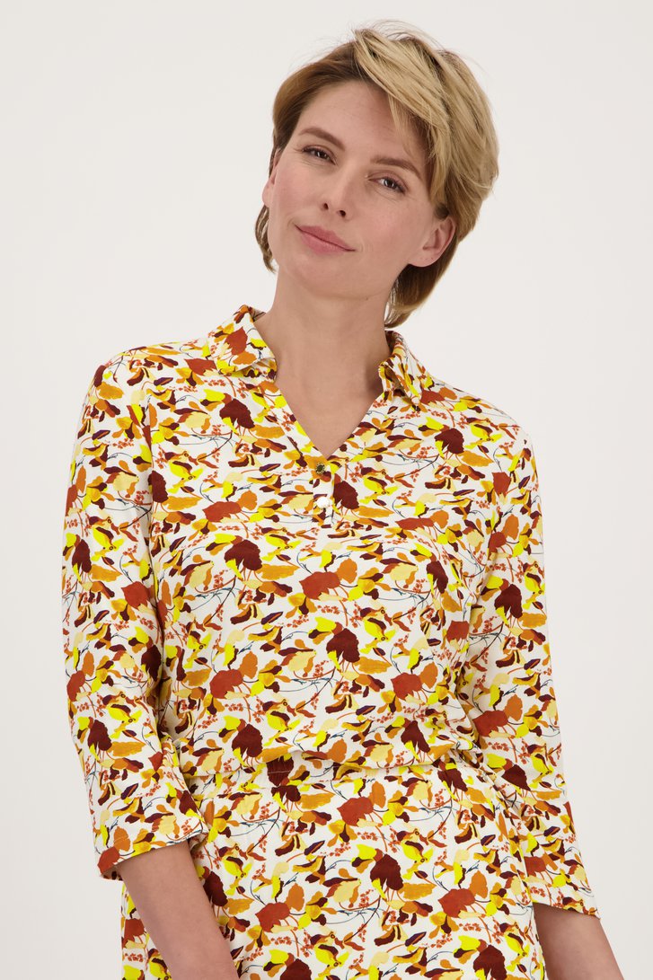 Polo à imprimé jaune-brun  de Claude Arielle pour Femmes